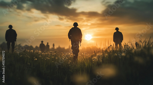 Soldiers honor fallen heroes at sunset on Memorial Day.  photo