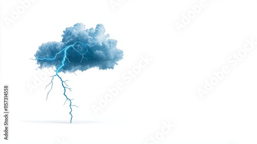A lightning bolt strike, representing a thunderstorm light effect, set against a transparent background with a white hue.