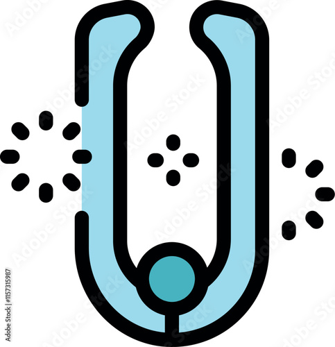Close up of a tuning fork vibrating, creating sound waves and demonstrating the principles of acoustics