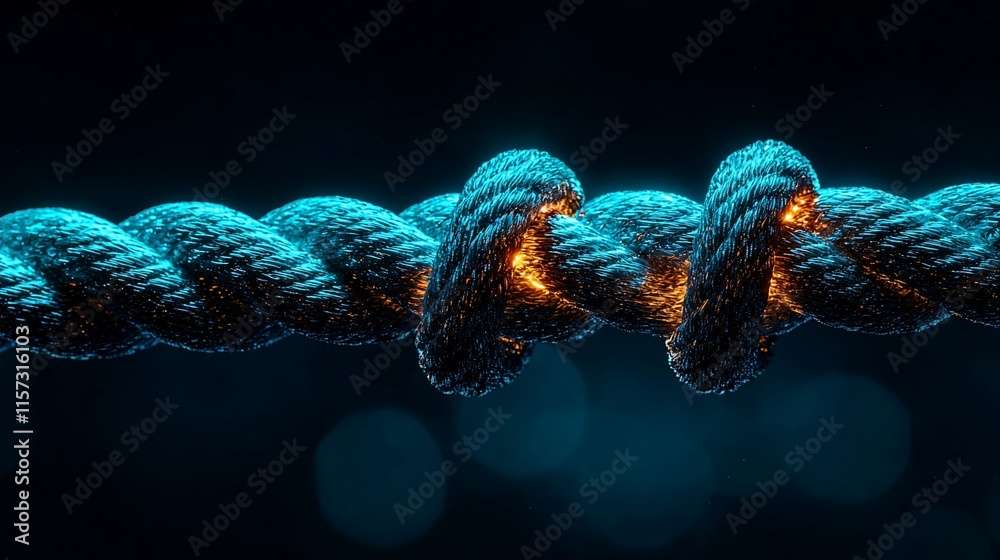 Burning rope knot, connection problem concept. Burning rope knot, connection problem concept.