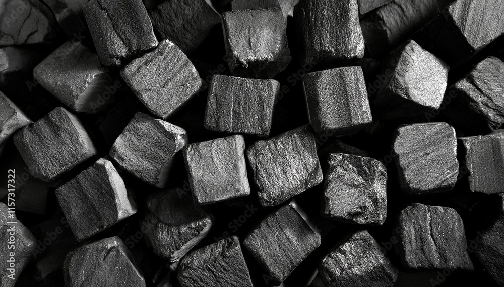 Black charcoal cubes texture background design Black charcoal cubes texture background design
