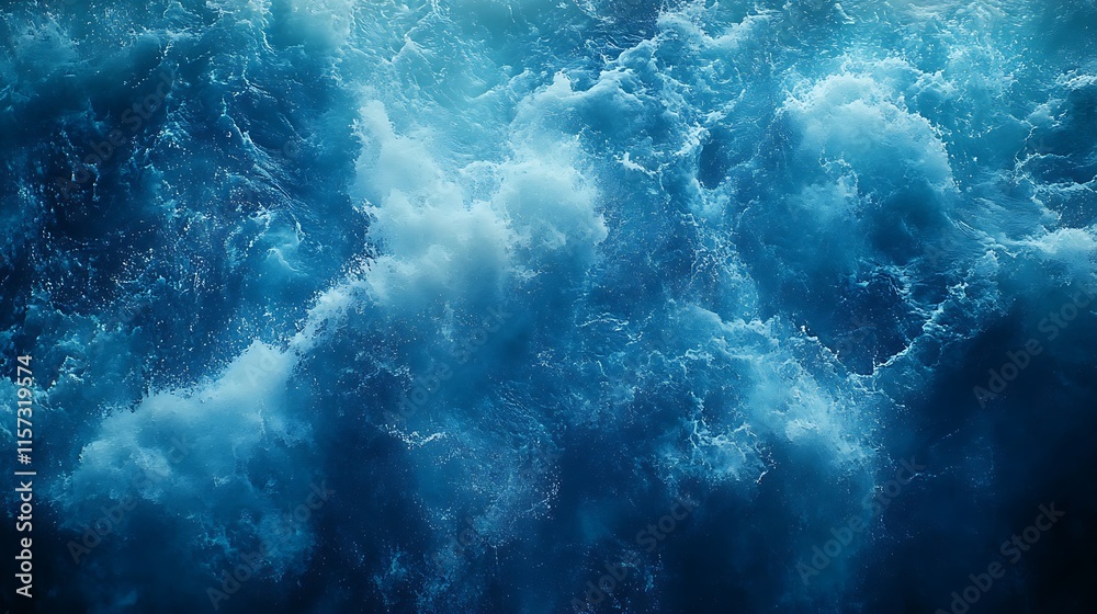 Turbulent Ocean Waves Crashing Deep Blue Water Turbulent Ocean Waves Crashing Deep Blue Water