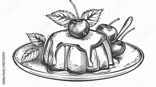Vintage Hand Drawn Jelly Pudding Label Logo Badge Design