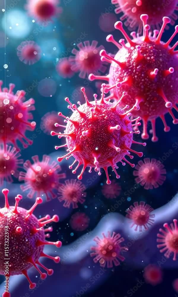 Abstract image of cells, bacteria, and viruses under a microscope, with vibrant colors. Microscopic details,coronavirus, diseases, immunity, health Abstract image of cells, bacteria, and viruses under a microscope, with vibrant colors. Microscopic details,coronavirus, diseases, immunity, health