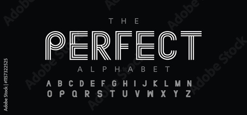 Modern techno font, futuristic line type of english alphabet letters and numbers. Minimal tech typeface vector typography. Future technology digital abc characters font, modern double line symbols
