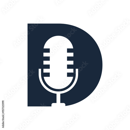 LETER D MICROPHONE LOGO DESIGNS ABSTRACK VECTOR
