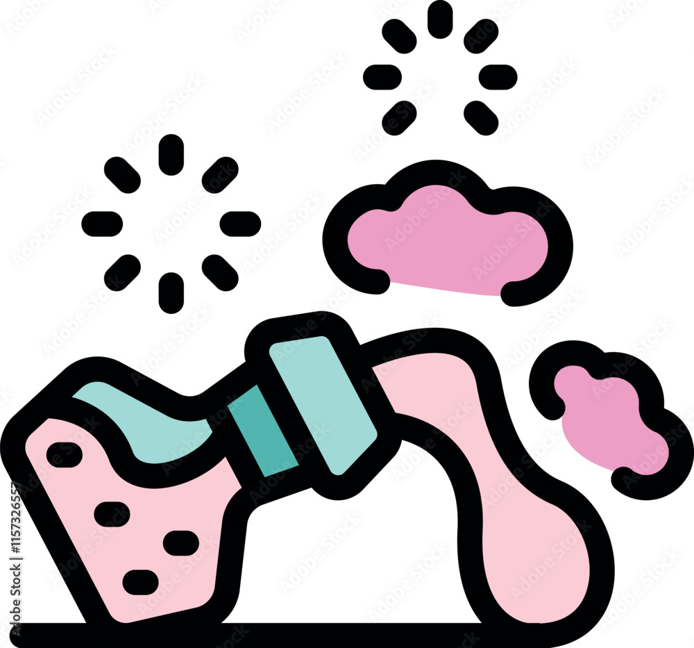 Pink paint squeezing from a tube, with sparkles and clouds, representing creativity and art Pink paint squeezing from a tube, with sparkles and clouds, representing creativity and art