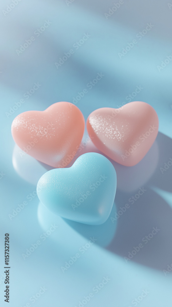 Three pastel hearts.