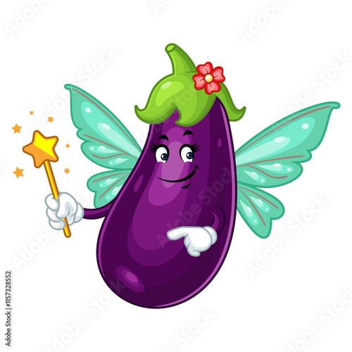 Eggplant Fairy Cartoon Character.