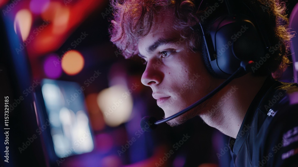 An esports player competing in a professional tournament An esports player competing in a professional tournament