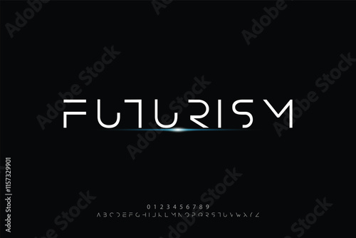 Futurism style alphabet. Thin segment line font, minimalist type for modern futuristic logo, elegant monogram, digital device and hud graphic. Minimal style letters, vector typography design. 