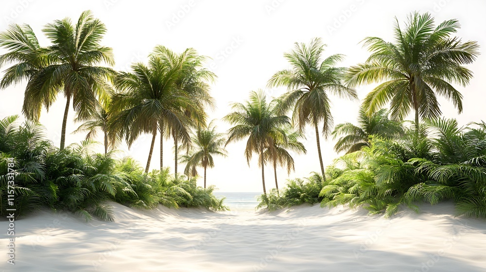 Tropical palm trees beach nature scene sunny environment serenity Tropical palm trees beach nature scene sunny environment serenity
