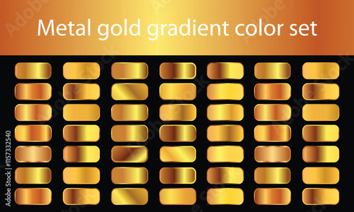 Big metal pack. Collection of gold, silver and bronze gradient for design. Vector gradients set.