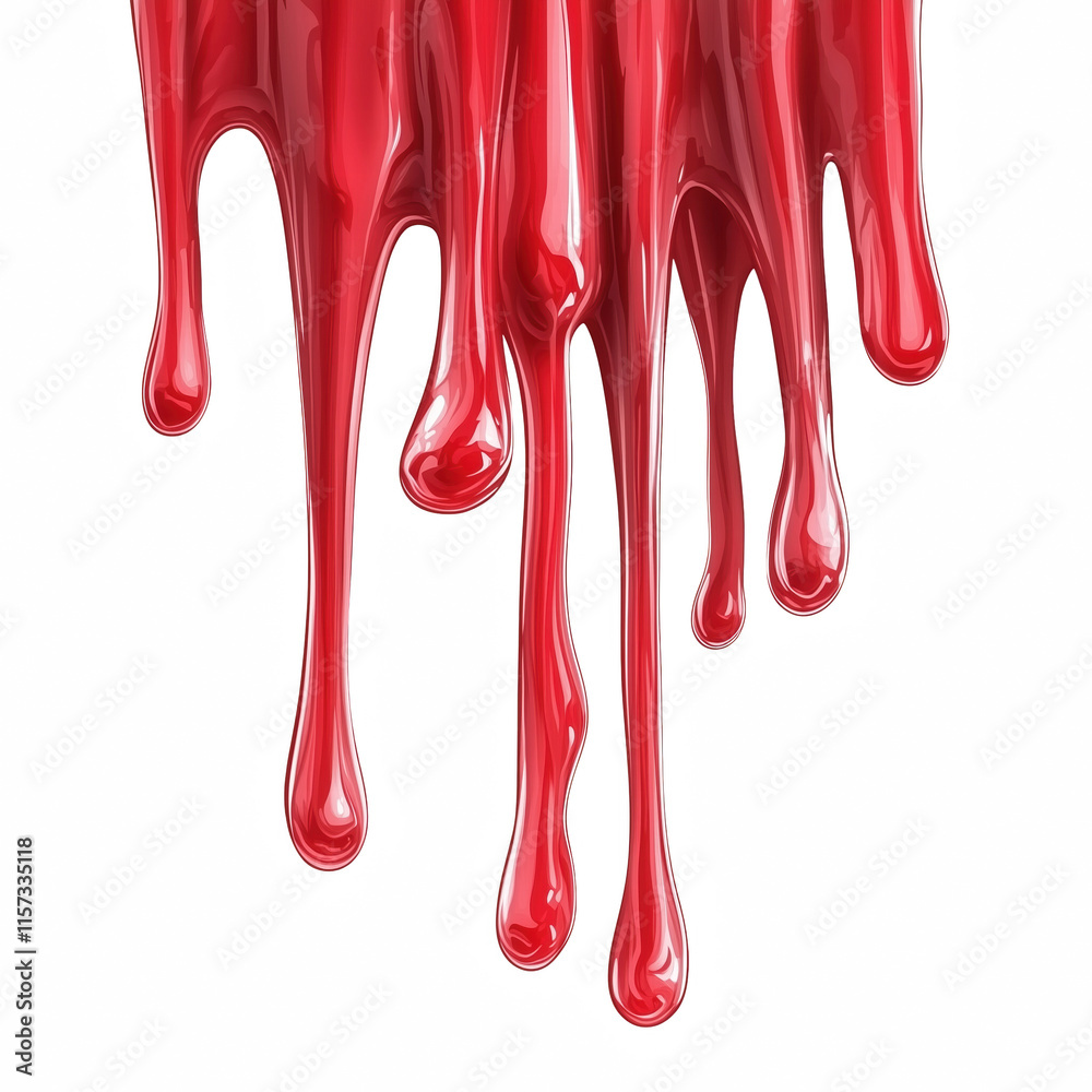 Realistic red liquid dripping isolated on transparent background Generative Ai. Realistic red liquid dripping isolated on transparent background Generative Ai.