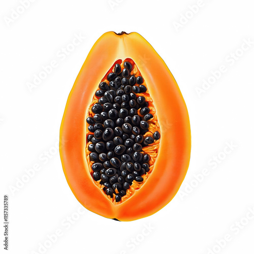 Realistic Papaya slices isolated on transparent background Generative Ai. photo