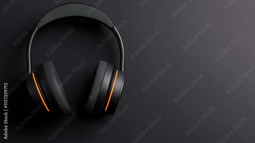 Detailed 3D Model of Interactive Headphones on a Smooth Black Background for Creative Projects and Design Use Detailed 3D Model of Interactive Headphones on a Smooth Black Background for Creative Projects and Design Use