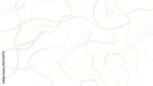Colorful random pattern golden line stroke on a transparent background. Decorative pattern with tangled curved lines. Random chaotic gold lines abstract geometric pattern vector background.