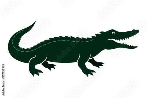 Crocodile silhouette vector illustration. 