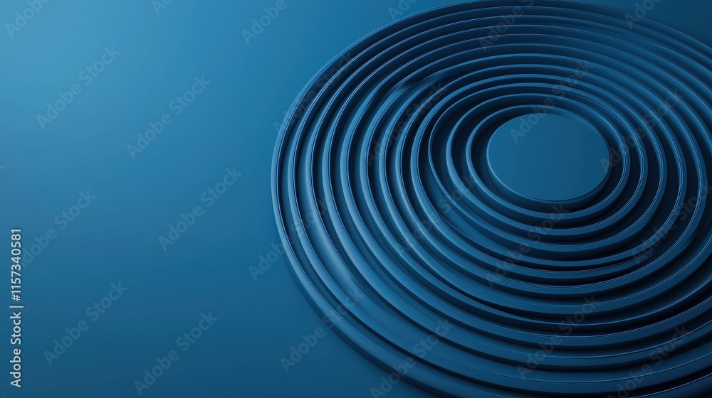 3D Illustration of Concentric Sound Rings on a Blue Background, Representing Waves and Vibrations in Art and Design for Creative Projects 3D Illustration of Concentric Sound Rings on a Blue Background, Representing Waves and Vibrations in Art and Design for Creative Projects