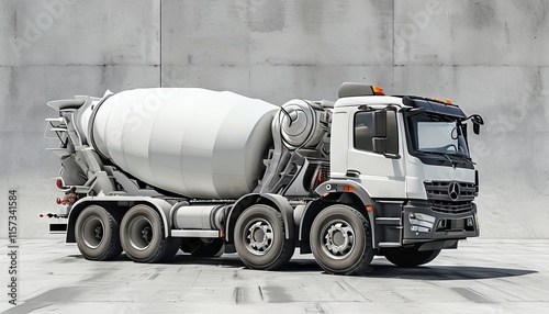 Modern Concrete Mixer Truck on Industrial Background in  and  Finish