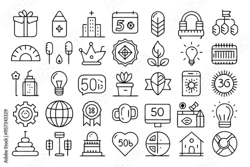 Set of thin line world refugee day Icons Vector illustration. set of different type of logo line art icon 50pc