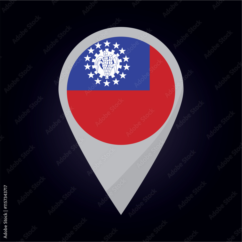 Myanmar Flag on Location Pin. vector illustration Myanmar Flag on Location Pin. vector illustration
