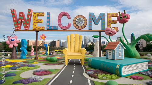 Wallpaper Mural A surrealistic sculpture of a park with a twisted, dreamlike landscape. Torontodigital.ca