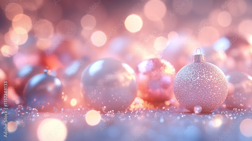 Sparkling Christmas ornaments on glitter. Sparkling Christmas ornaments on glitter.
