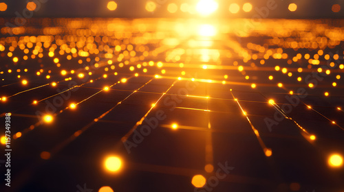 
A solar farm with rows of panels under the sun, abstract background