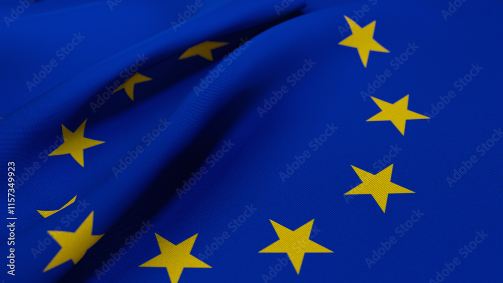 3D Wrinkled Flag Of European Union