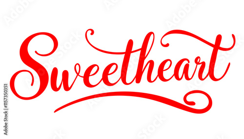 Handwritten lettering 'Sweetheart.' Perfect template for a greeting card. Vector graphics isolated on white background.
