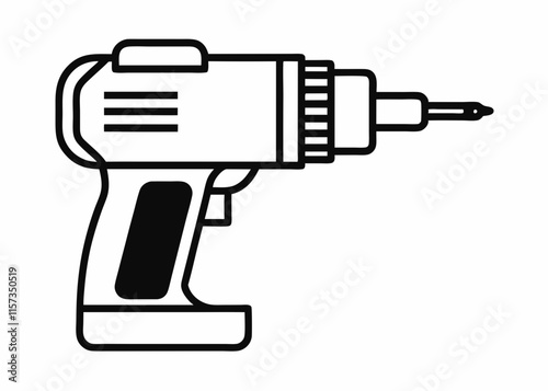 Drill Machine Vector Illustration. Drill silhouette vector illustration line art. photo