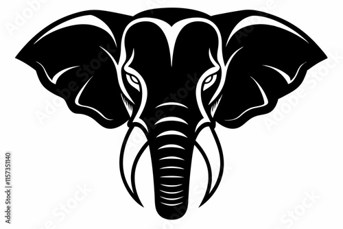 elephant head black silhouette white background. elephant vector illustration for logo