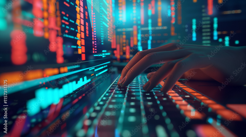 Financial Data Entry with Stock Market Graph, Business Concept in Digital Marketing Scenario Financial Data Entry with Stock Market Graph, Business Concept in Digital Marketing Scenario