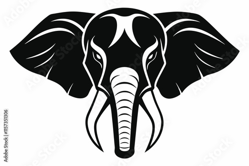 elephant head black silhouette white background. elephant vector illustration for logo photo