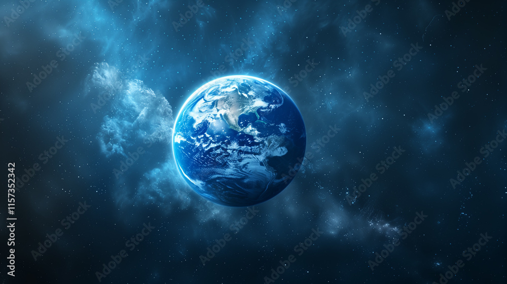 Fototapeta premium Planet in Deep Space with Starry Nebula 