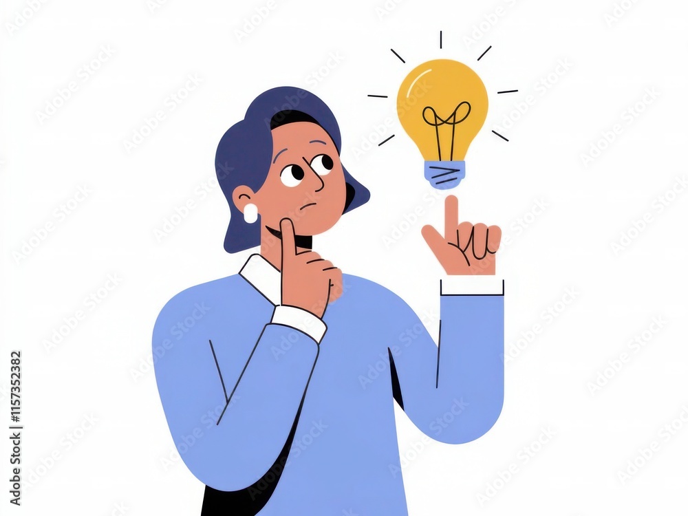 Creative Young Man Pointing at Light Bulb Representing New Idea and Inspiration Creative Young Man Pointing at Light Bulb Representing New Idea and Inspiration