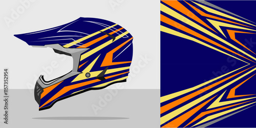 Wrap helmet cross with blue and orange color photo