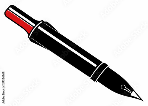 fountain pen vector silhouette white background. Pen vector art illustration on white background
