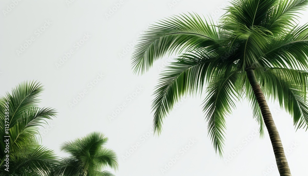 Fototapeta premium Elegant Sky with Large Tropical Palm Trees Framing Bright and Atmosphere