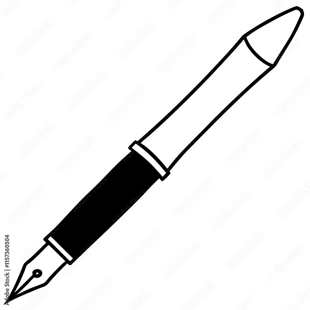 Fountain Pen Line Art Vector Design Fountain Pen Line Art Vector Design