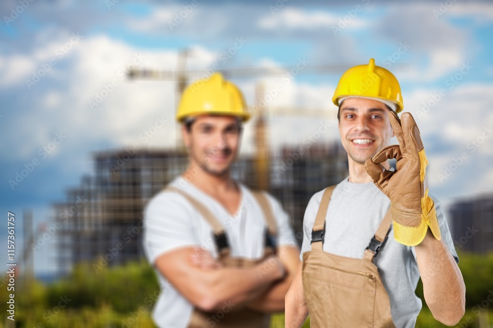 Structural engineer and architect worker discuss plan working