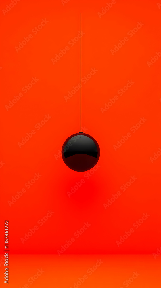 Abstract 3D Render Black Orb Red Background Abstract 3D Render Black Orb Red Background