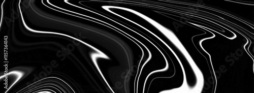 Abstract black and white fluid art swirls effect liquid marble vector illustration. Smooth elegant black satin texture. Luxurious marble background design. Abstract Monochrome Fluid Marble Pattern.