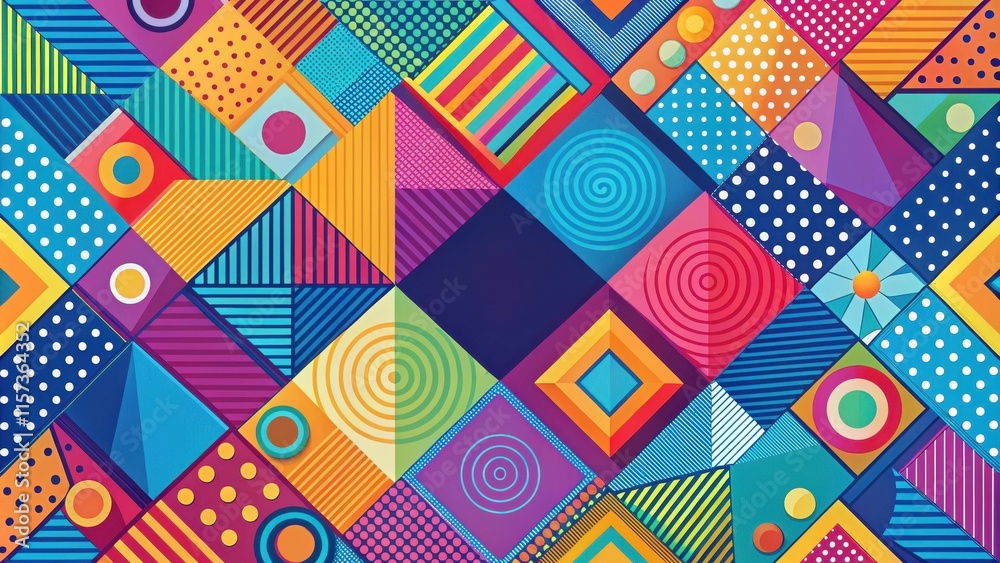 Abstract background featuring colorful geometric shapes and patterns, abstract, background, colorful, geometric, shapes, patterns
