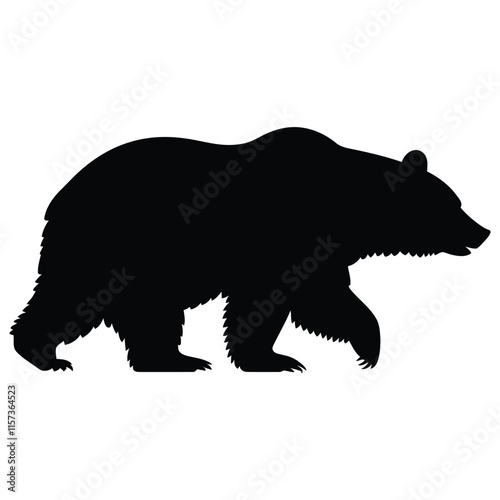  Beautiful Vector bear silhouette isolated on white background.