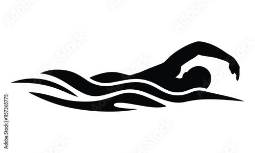 Vector Illustration of Swimming Art Silhouette with white background