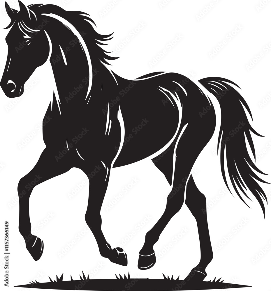 Fototapeta premium Horse silhouette isolated on white