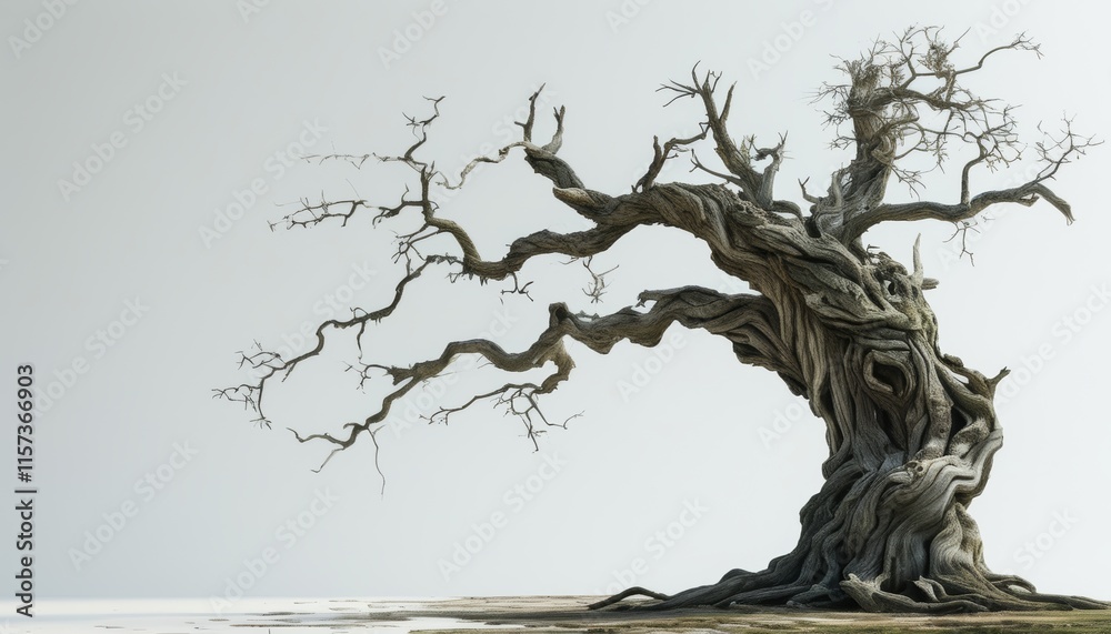 Spooky Old Dead Tree Against a Plain Background in an Artistic Style Spooky Old Dead Tree Against a Plain Background in an Artistic Style