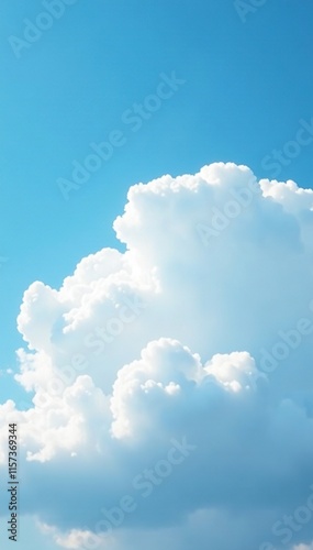 White clouds in a soft focus against the clear blue sky, fluffy, white, soft focus